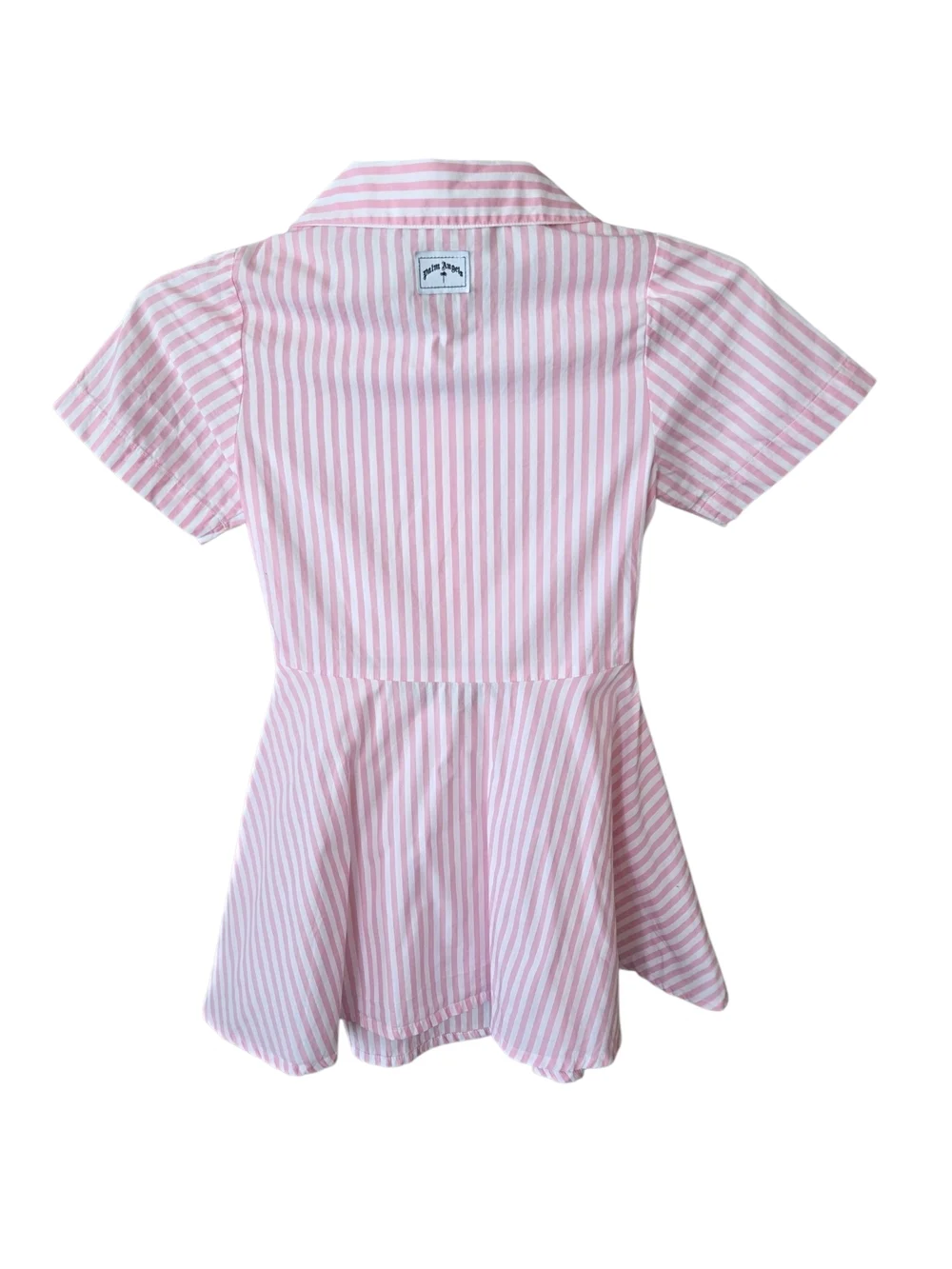 Pink & White Striped Polo Skater Dress with Palm Embroidery